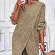 Front Split Winter Sweater Mini Tunic Dress - EX-STOCK CANADA