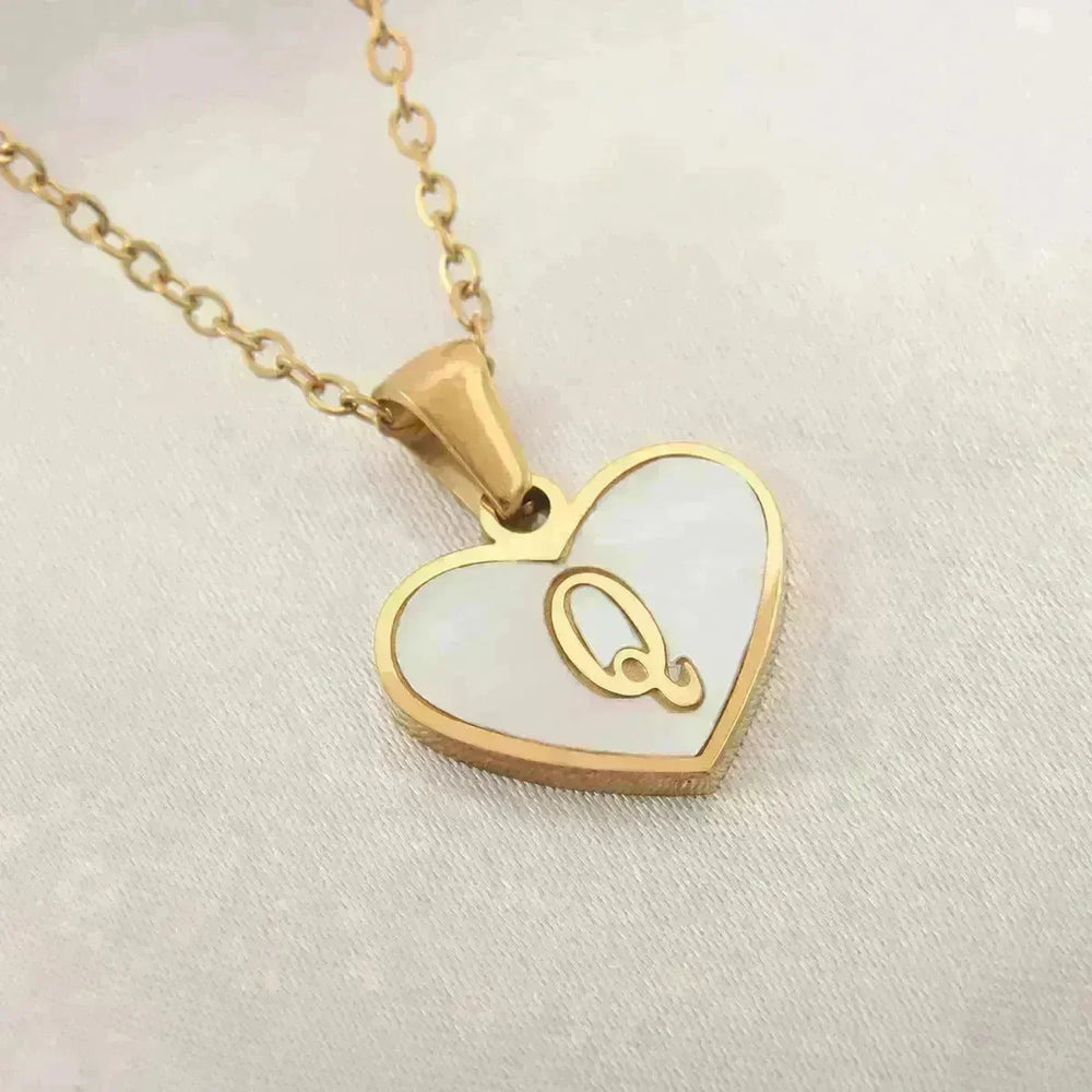 26 Letter Heart-shaped Necklace White Shell Love Clavicle Chain Fashion Personalized Necklace For Women Jewelry Valentine's Day - EX-STOCK CANADA