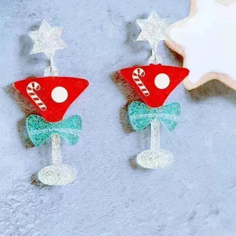 Sweet Christmas Tree Earrings With Rhinestones New Fashion Christmas Acrylic Earrings Women's Jewelry - EX-STOCK CANADA