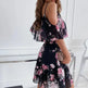 Flower Printed Ruffled Suspender Dress Summer Off-the-shoulder Strap Dresses Women - EX-STOCK CANADA