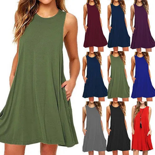 Casual Summer dress Women Pocket Dress Ladies beach mini dress - EX-STOCK CANADA