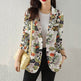 Women's Button Printed Long-sleeved Pocket Vintage Cotton And Linen jacket Blazer - EX-STOCK Canada