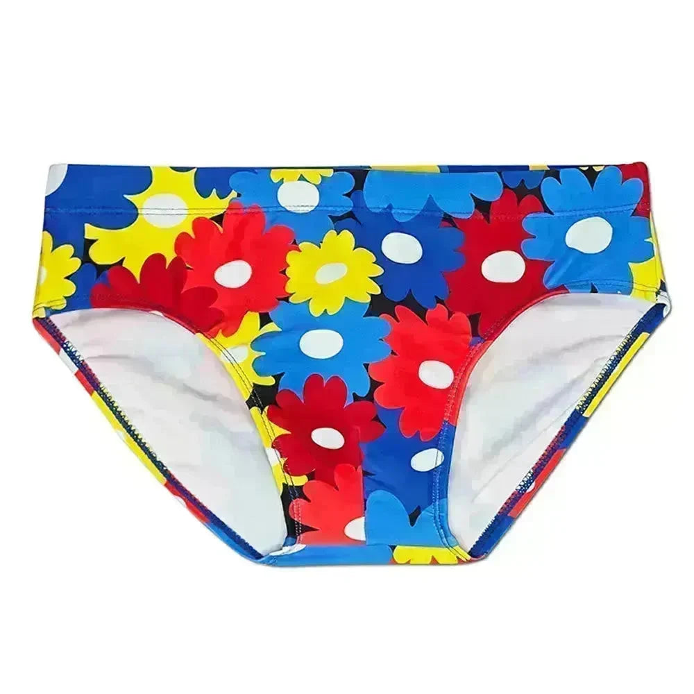 Flower Colorful Printing Swim Briefs - EX-STOCK CANADA