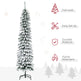 6 Ft Snow-Flocked Artificial Christmas Tree, Slim Pencil Xmas Tree With Realistic Branches, Metal Base, Green EX-STOCK Canada 