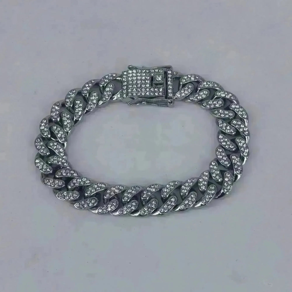 Alloy Line Cuban Link Chain Diamond Bracelet - EX-STOCK CANADA