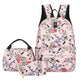 Floral-patterned backpack and lunch bag set on a white background