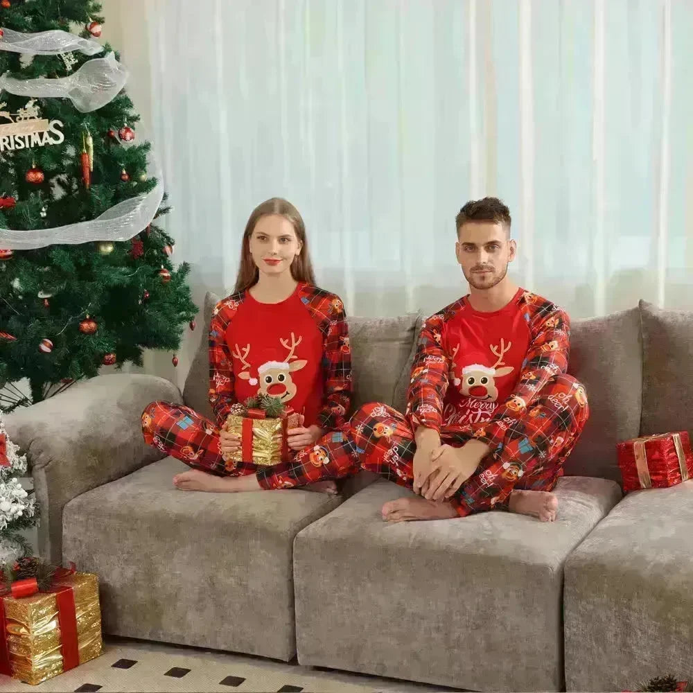 European And American Long Sleeve Home Wear Printed Plaid Christmas Suit - EX-STOCK CANADA