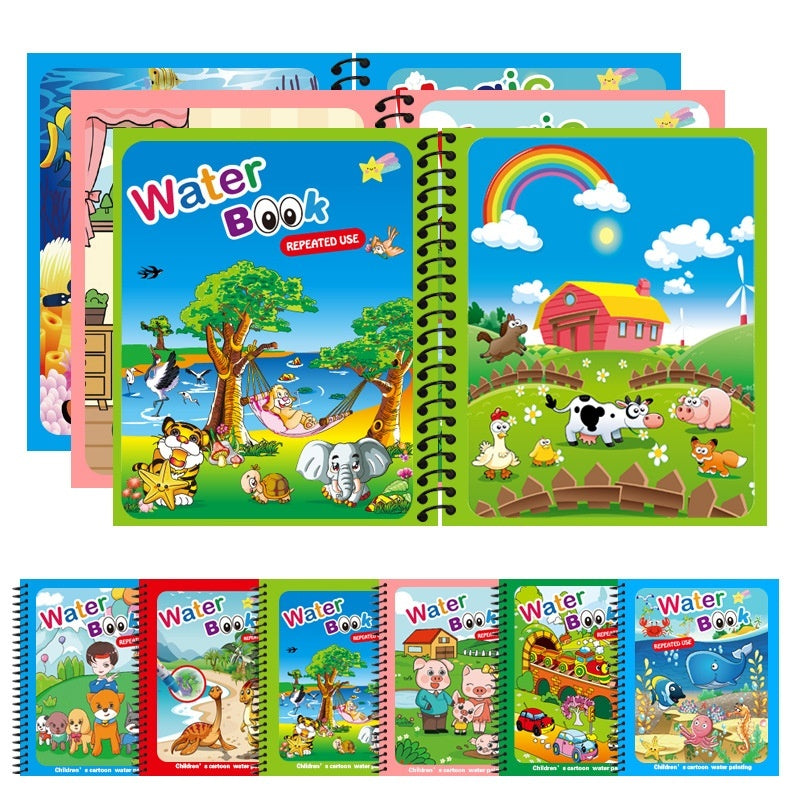 Magic Water Coloring Book for Kids – Paint with Water, Colors Appear & Disappear (6 Styles)