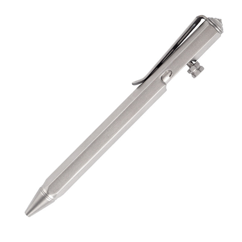 Silver pen on a white background