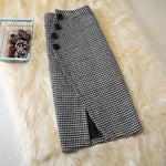 Elegant Women's professional formal business office work Slit Houndstooth pencil Midi Skirt - EX-STOCK Canada