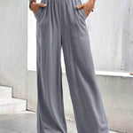 Women Middle-waisted Straight-leg Pants Loose Sports Pocket Casual Trousers - EX-STOCK Canada