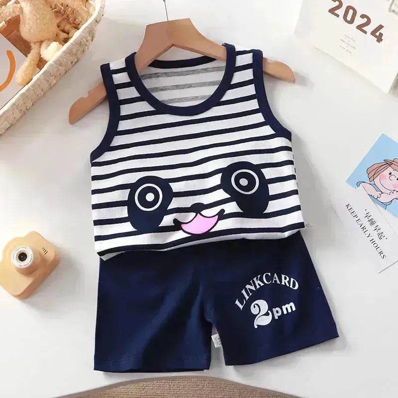 New Vest Suit Cotton Sleeveless Boy Summer Clothing Vest Two-piece Set for boys - EX-STOCK Canada