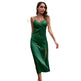 Women's Breasted Satin silk V-neck Spaghetti strap Backless Midi Dress cocktail split dress - EX-STOCK Canada