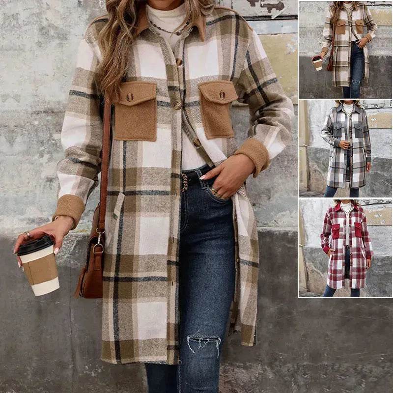 plaid jacket womens outfit Winter cashmere Jacket Outwear for women - EX-STOCK Canada