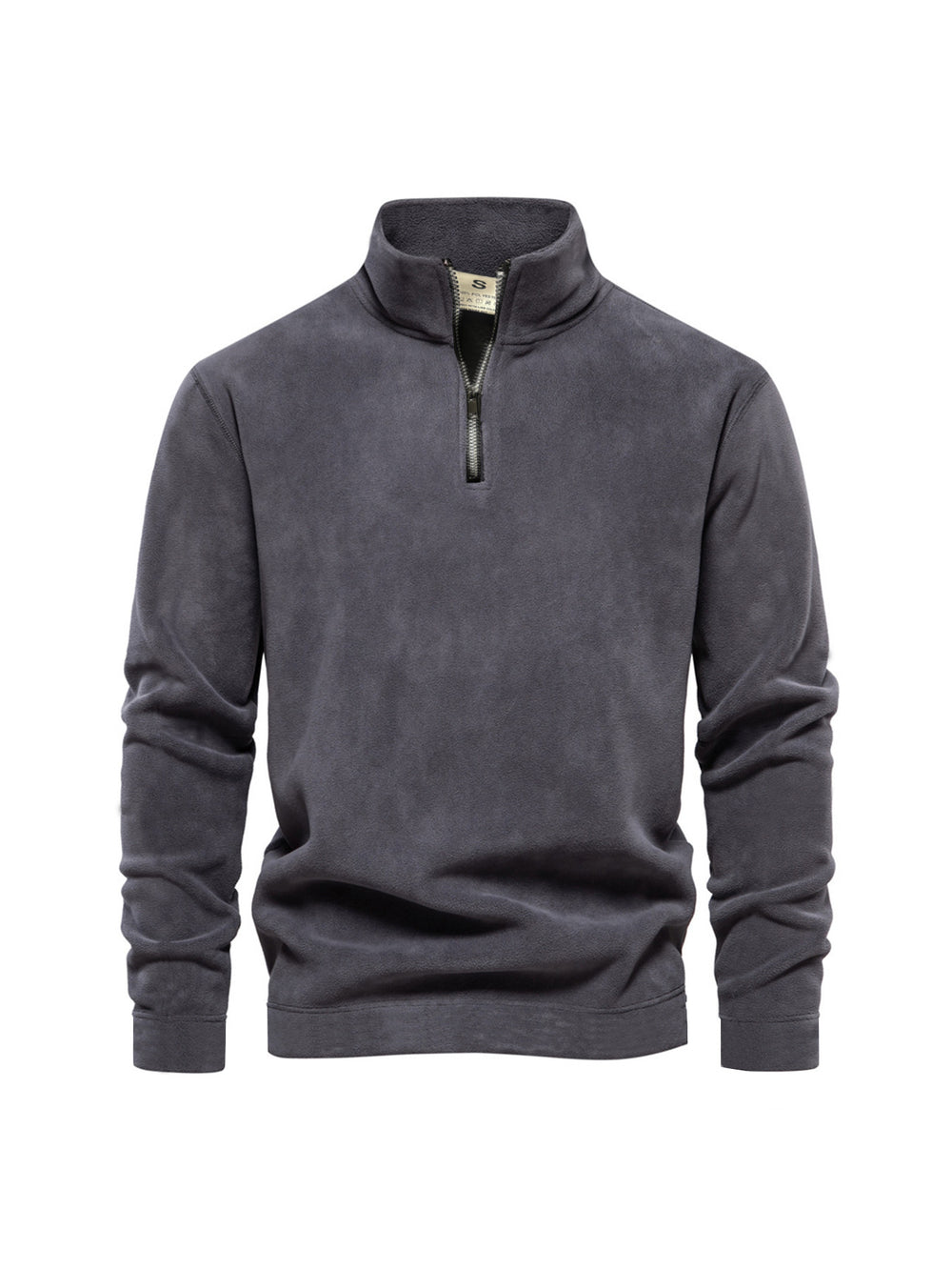 Men's Polar Fleece Top Pure Color Simple Casual Stand Collar Pullover Sweater EX-STOCK Canada 