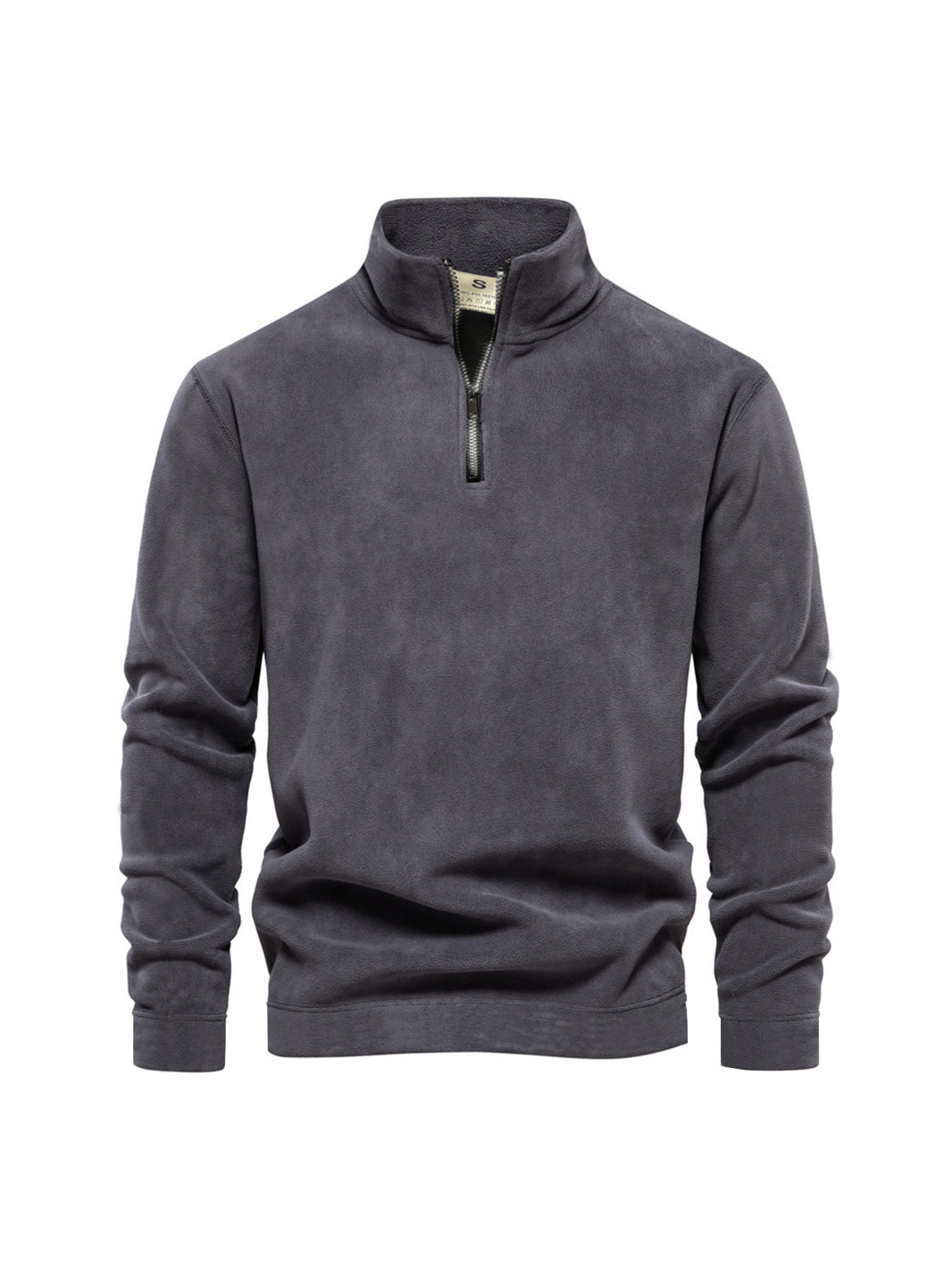 Men's Polar Fleece Top Pure Color Simple Casual Stand Collar Pullover Sweater EX-STOCK Canada 