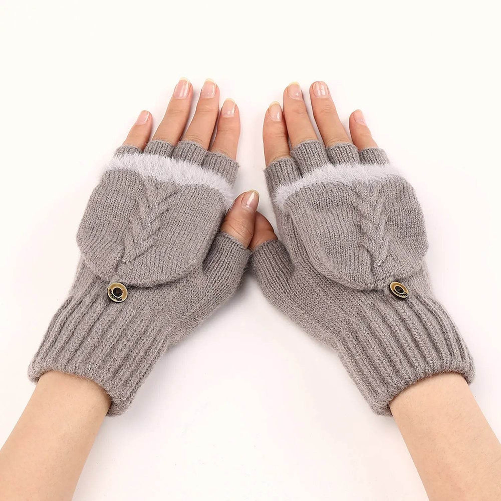 Wool Fingerless Gloves Women's Warm Fashionable Knitted Half Finger Oversleeves - EX-STOCK Canada