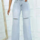 Elegant Ripped Wide-leg Baggy Jeans Pant Women - EX-STOCK CANADA