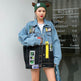 Personality Stitching Graffiti Patch Denim Loose Jacket Women EX-STOCK Canada 