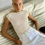 Slim Fit Backless Crop Top Summer Charming Breathable Short Sleeve  Low Back Top  Tank Top for Women - EX-STOCK CANADA