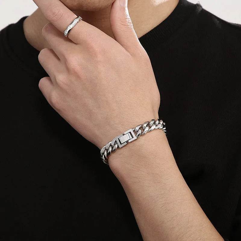 Cuban Link Chain Trimming Chain Jewelry Buckle Titanium Steel Bracelet - EX-STOCK Canada
