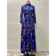 Dubai Long Dress Middle East Autumn Chain Print Swing Dress Turkish Floral Long Sleeve dress - EX-STOCK Canada