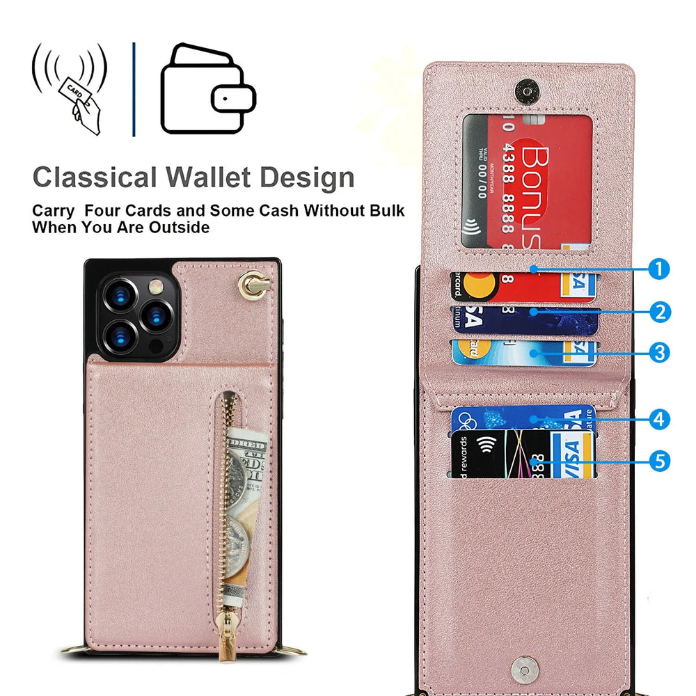 Samsung leather Crossbody Phone Case Card Holder Wallet leather case - EX-STOCK CANADA