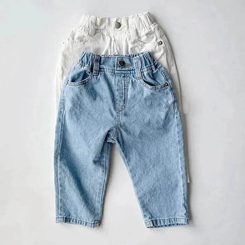 Children's Neutral New Simple Fashion Easy To Match Elastic Waist Casual Denim Trousers for kids - EX-STOCK Canada