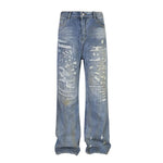 Punk Make Old Ripped Letter Denim Trousers Men Jeans - EX-STOCK CANADA