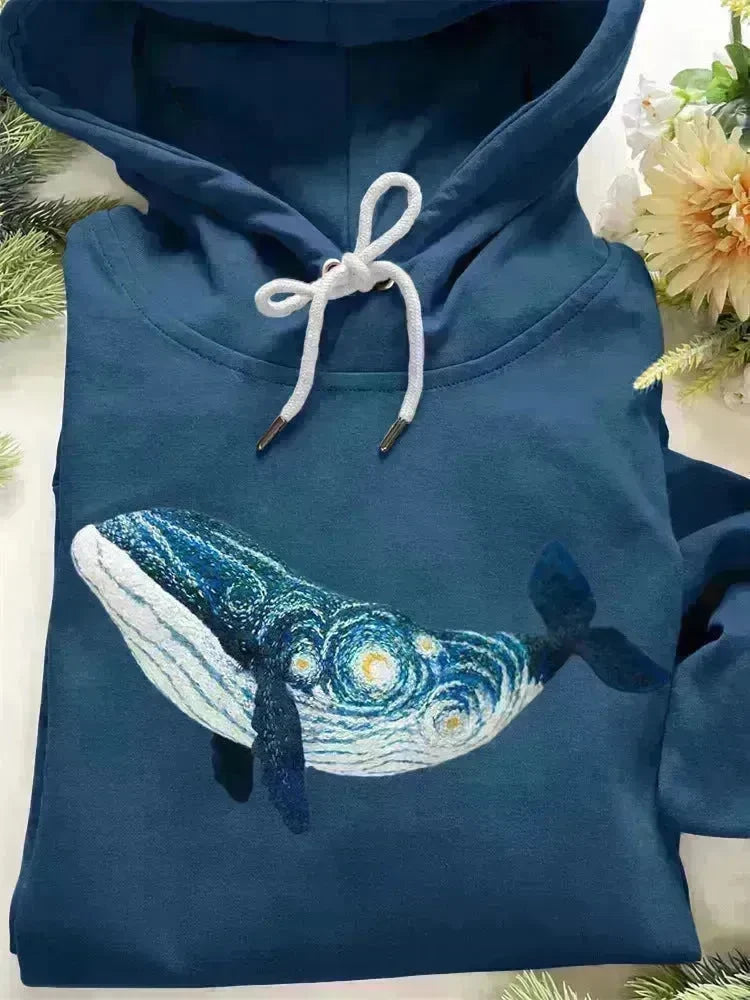 Women Fashion Spring And Autumn Plum Blossom Hooded Super Plus Size Loose-fitting Casual Pullover - EX-STOCK CANADA