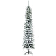 6 Ft Snow-Flocked Artificial Christmas Tree, Slim Pencil Xmas Tree With Realistic Branches, Metal Base, Green EX-STOCK Canada 