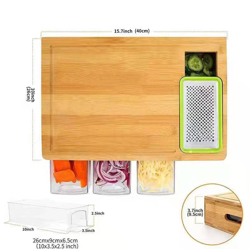 Bamboo Multi-functional Vegetable Cutting Board Cutting Board With Storage Box EX-STOCK Canada 