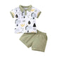 Boy's Little Dinosaur Lapel Cotton Short Sleeve Top Short Pants Suit Two piece for boys. - EX-STOCK Canada