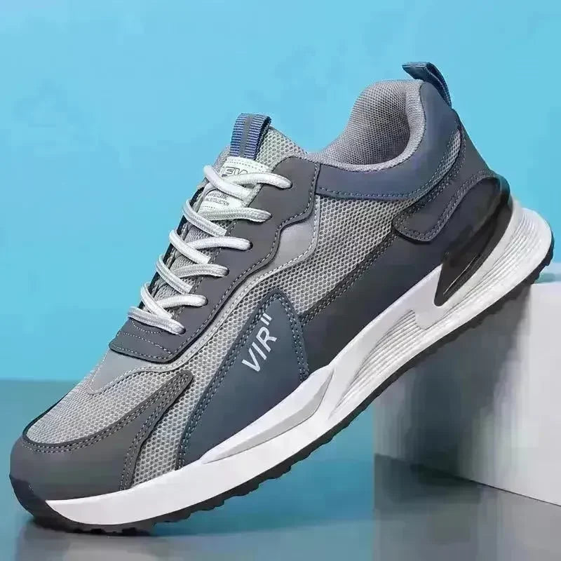 Men's Color Block Mesh Shoes Fashion Casual Lace-up Sneakers Outdoor Breathable Running Sports Shoes - EX-STOCK CANADA