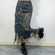 Women's American-style Retro High Waist Irregular Midi Denim Skirt - EX-STOCK Canada