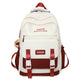 White and red backpack with 'Yueler' branding on a white background