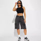 Fashion Street Washed Frayed Hem Women's Denim Straight Short Pants Black Jeans shorts for women - EX-STOCK Canada