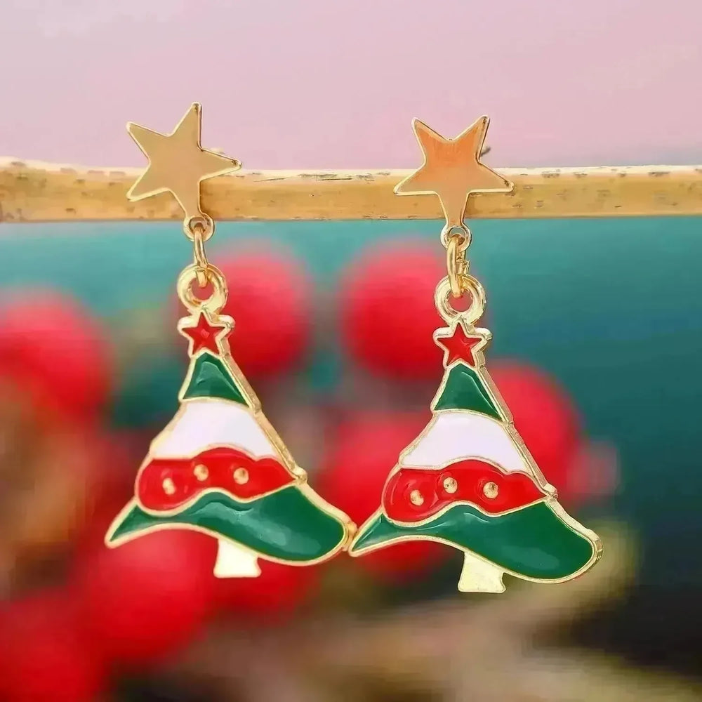 Fashionable Asymmetric Cartoon Dripping Oil Christmas Elk Earrings - EX-STOCK CANADA
