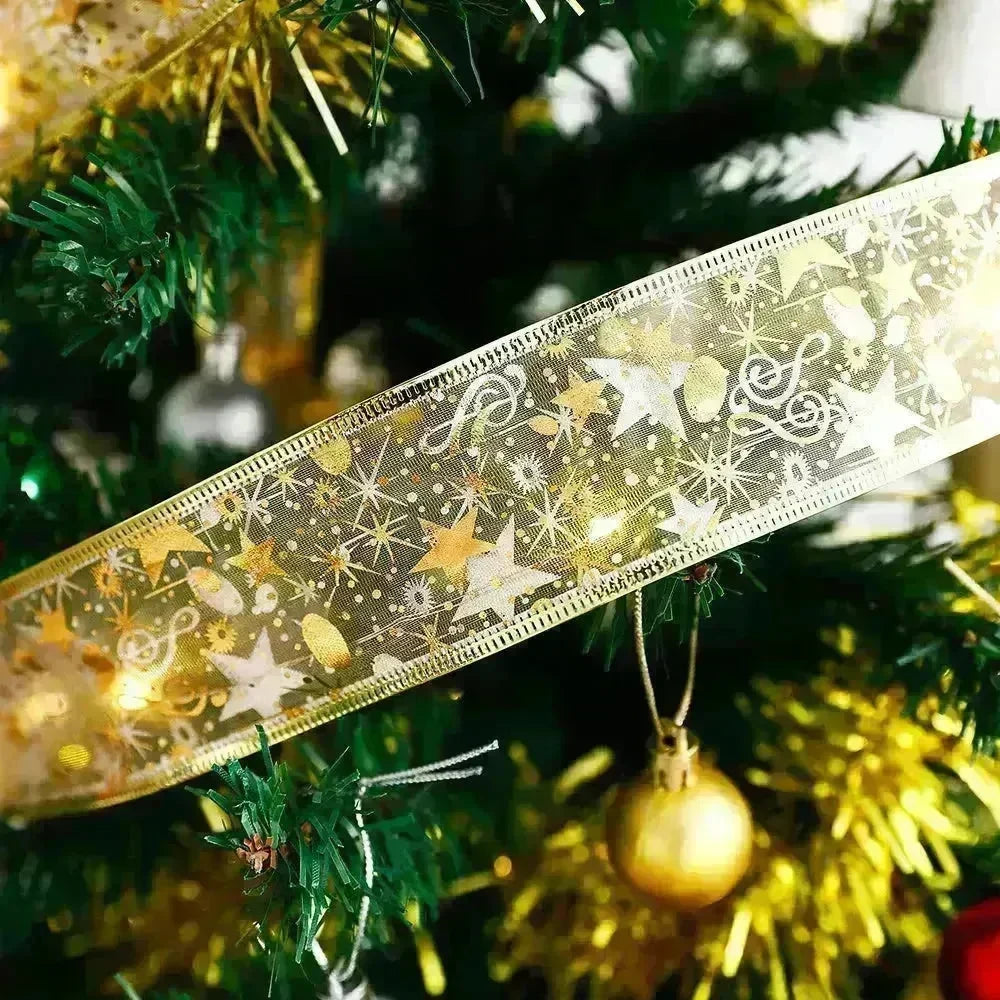 LED Lights Hot Stamping Double-layer Ribbon Christmas Decorations - EX-STOCK CANADA