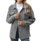 Casual Houndstooth Lapel Tweed Button long sleeve shirt tops for women - EX-STOCK Canada