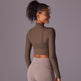 Quick Drying Gym Slim Fit Mesh Turtleneck Long Sleeve Workout Crop Top - EX-STOCK Canada