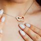 Double Heart Necklace Personalized Design Two-color Peach - EX-STOCK Canada