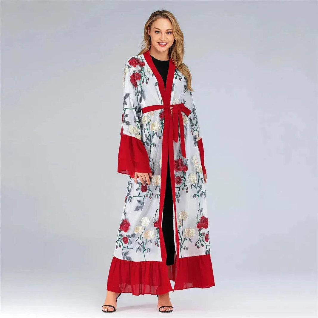 Fashion Floral Open front Abaya Kimono Abaya for Middle Eastern Dubai Turkey Arab Women - EX-STOCK Canada