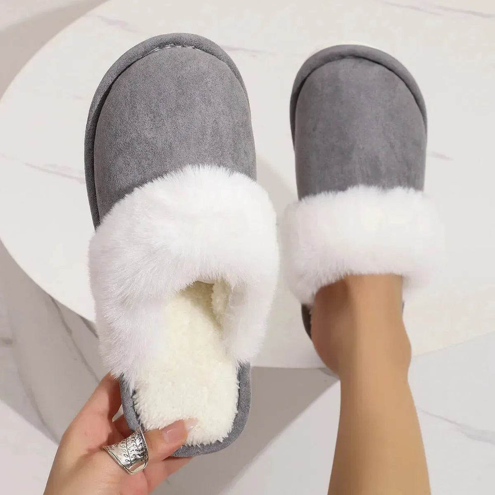 Winter Warm Plush Slippers Home Indoor Non-slip Bedroom Floor Soft Fuzzy Slipper For Couple Fashion Solid House Shoes - EX-STOCK Canada
