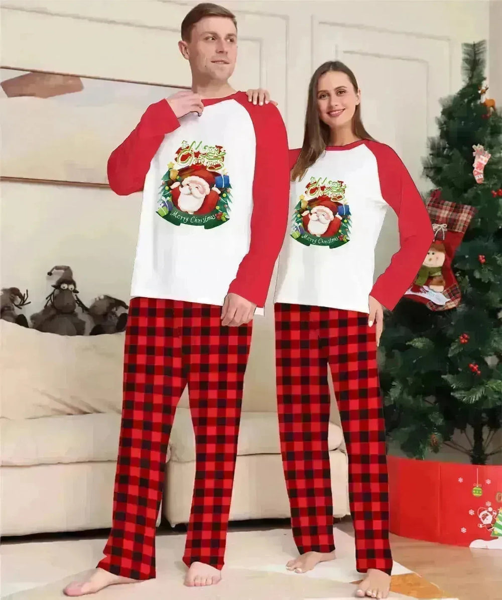 Christmas Parent-Child Clothes Set Long Sleeve T-Shirt Plaid Pants Family Matching Pajamas - EX-STOCK CANADA