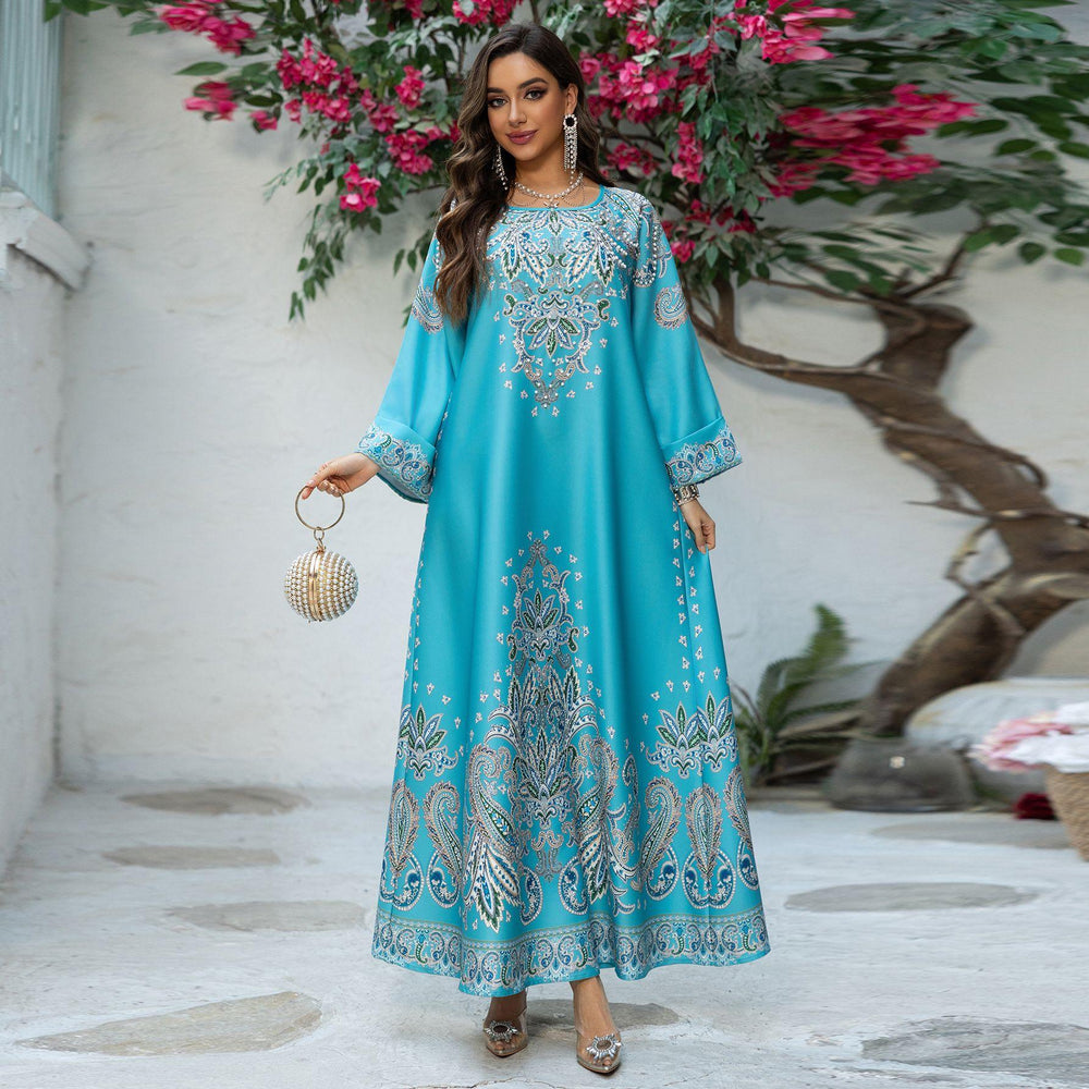 Muslim Robe Printed Dubai Women's Clothing Dress - EX-STOCK Canada