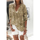 Women Casual Spring Summer New Style Blouse top Printing V-Neck Long-Sleeved - EX-STOCK CANADA