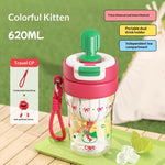 Kids Cartoon Tritan Straw Water Bottle 620ml – 2-in-1 Dual Drinking Lucky Cup | 4 Designs 7