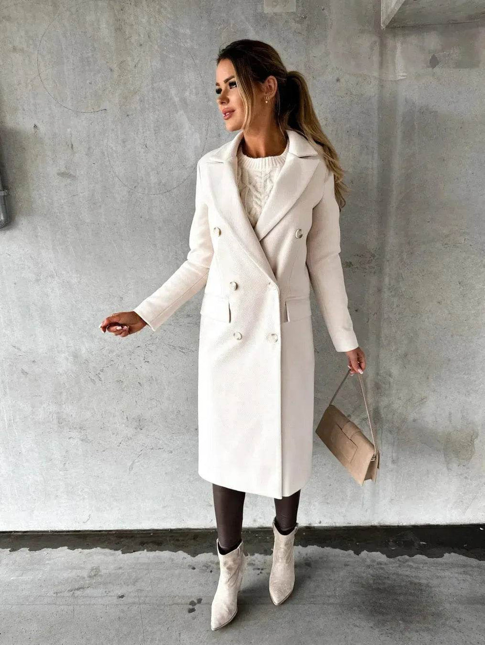 Classy Fashion Long Winter Coat Office Workwear for ladies Long Blazer overcoat - EX-STOCK Canada