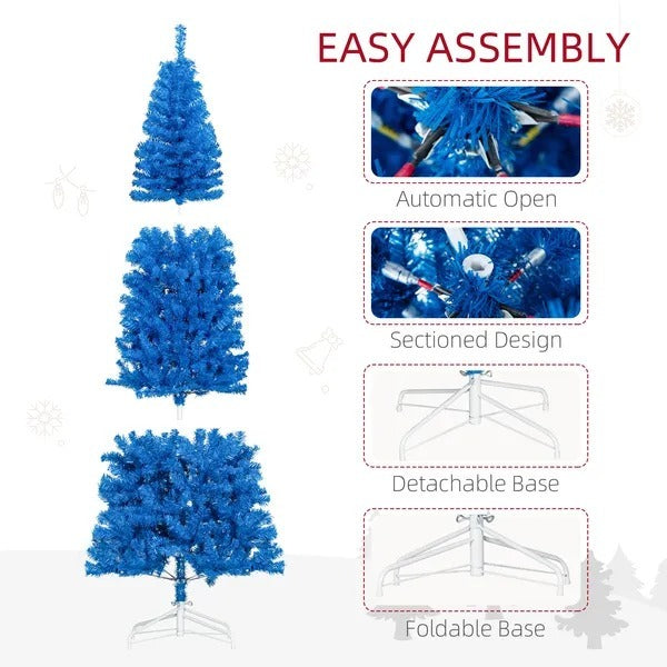 7FT Pencil Christmas Tree, Artificial Christmas Tree With Automatic Open For Home Party, Blue EX-STOCK Canada 